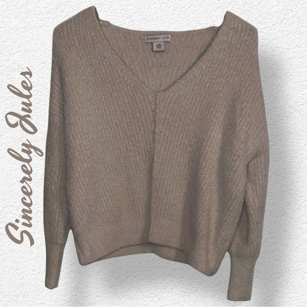 🌺Sincerely Jules Cozy Beige V-Neck Sweater